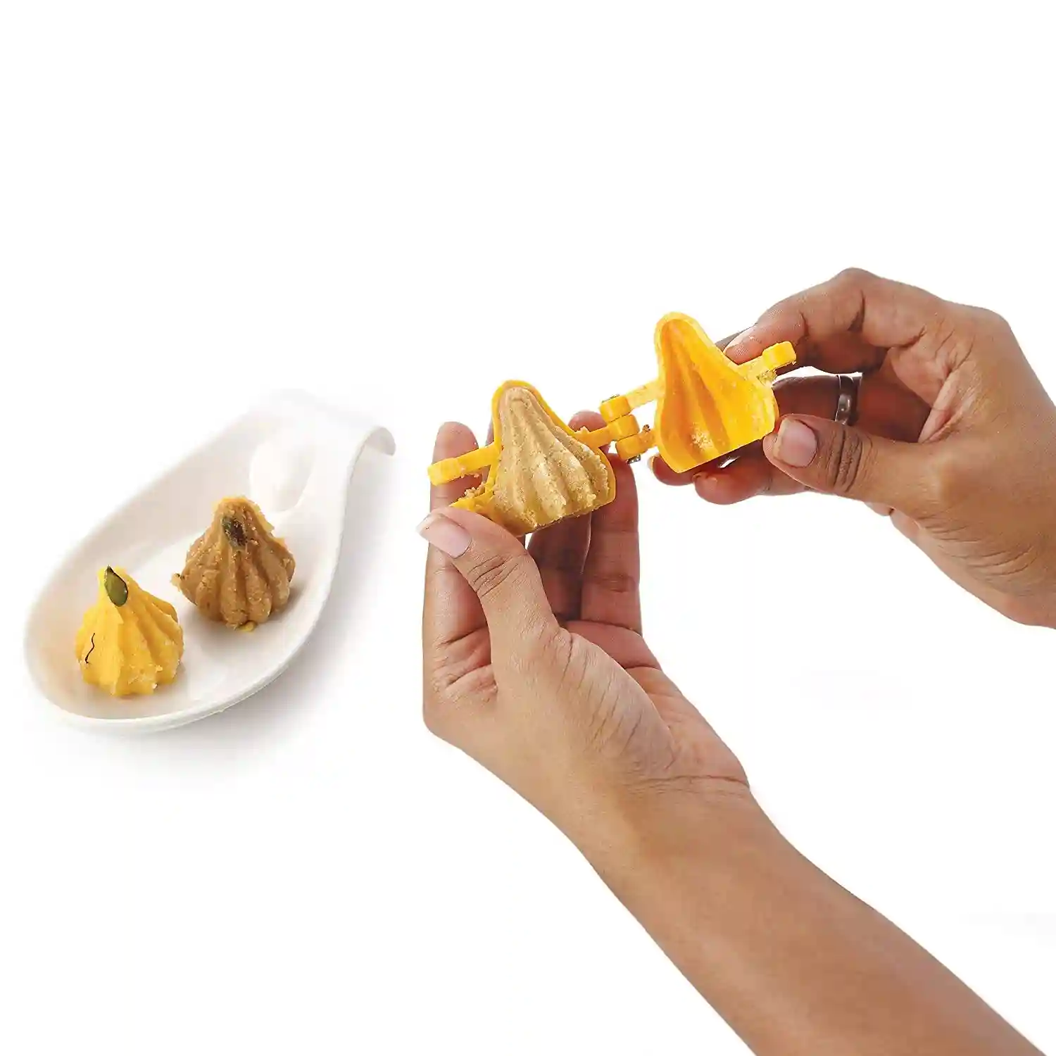 DS Plastic Modak Mould Set of 2 | Two Fold Plastic Modak Maker for Ganpati | Modak Shaper Sacha Set