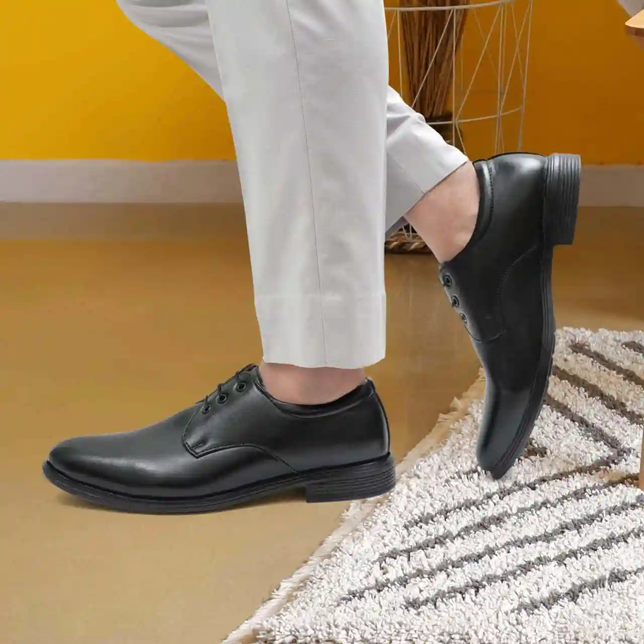 WUGO::Latest Stylish Men Formal Shoes|Black Derby Shoes|Office Shoes For Men's & Boys - Black