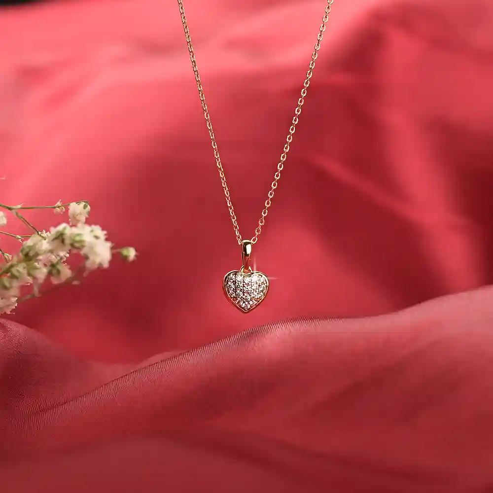 Palmonas  925 Sterling Silver Cute Heart Diamond Necklace For Womens