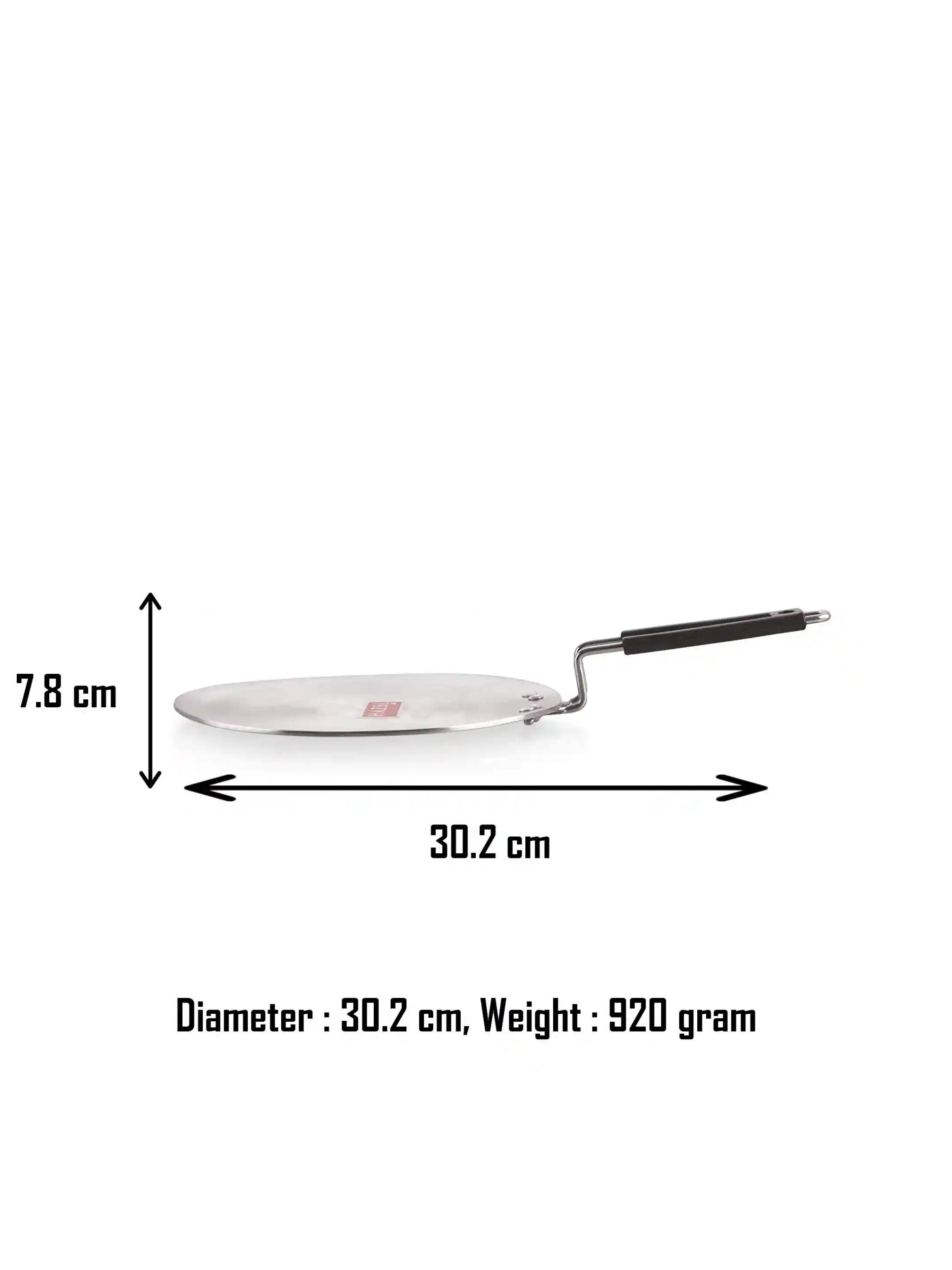 HAZEL Aluminium Chapati Roti Tawa 4 mm Heavy Gauge Concave Tawa, 30.2 cm