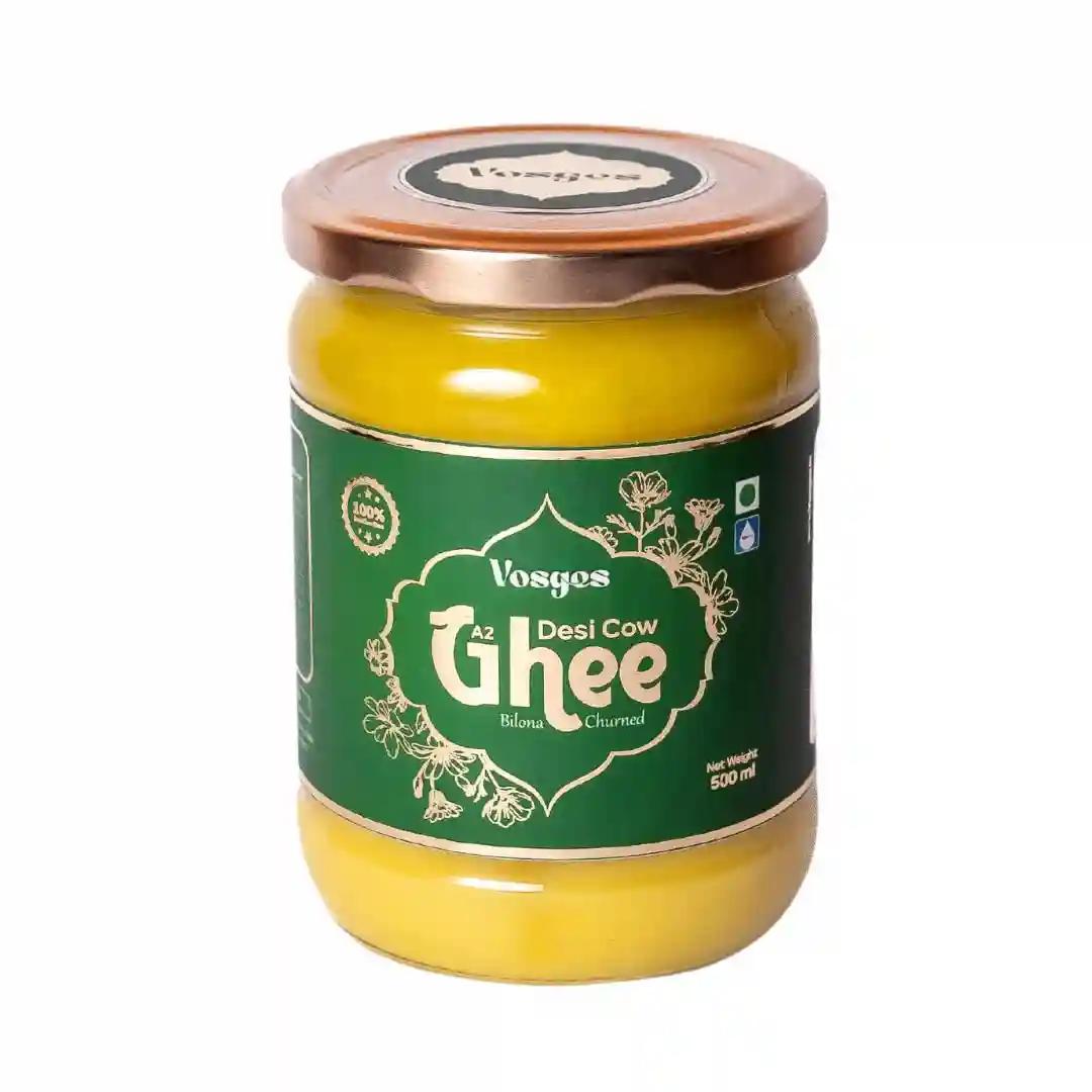 TEA AND TWIGS A2 Gir Cow Desi Ghee, 500ml, Glass Jar - Bilona Method, Curd-Churned, Pure Natural A2 Ghee, Premium A2 Cow Ghee for Authentic Taste