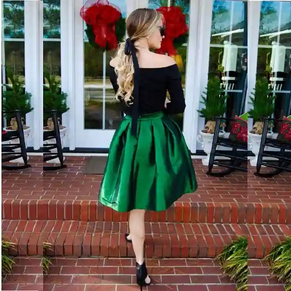 Green knee length skirt outfit hotsell