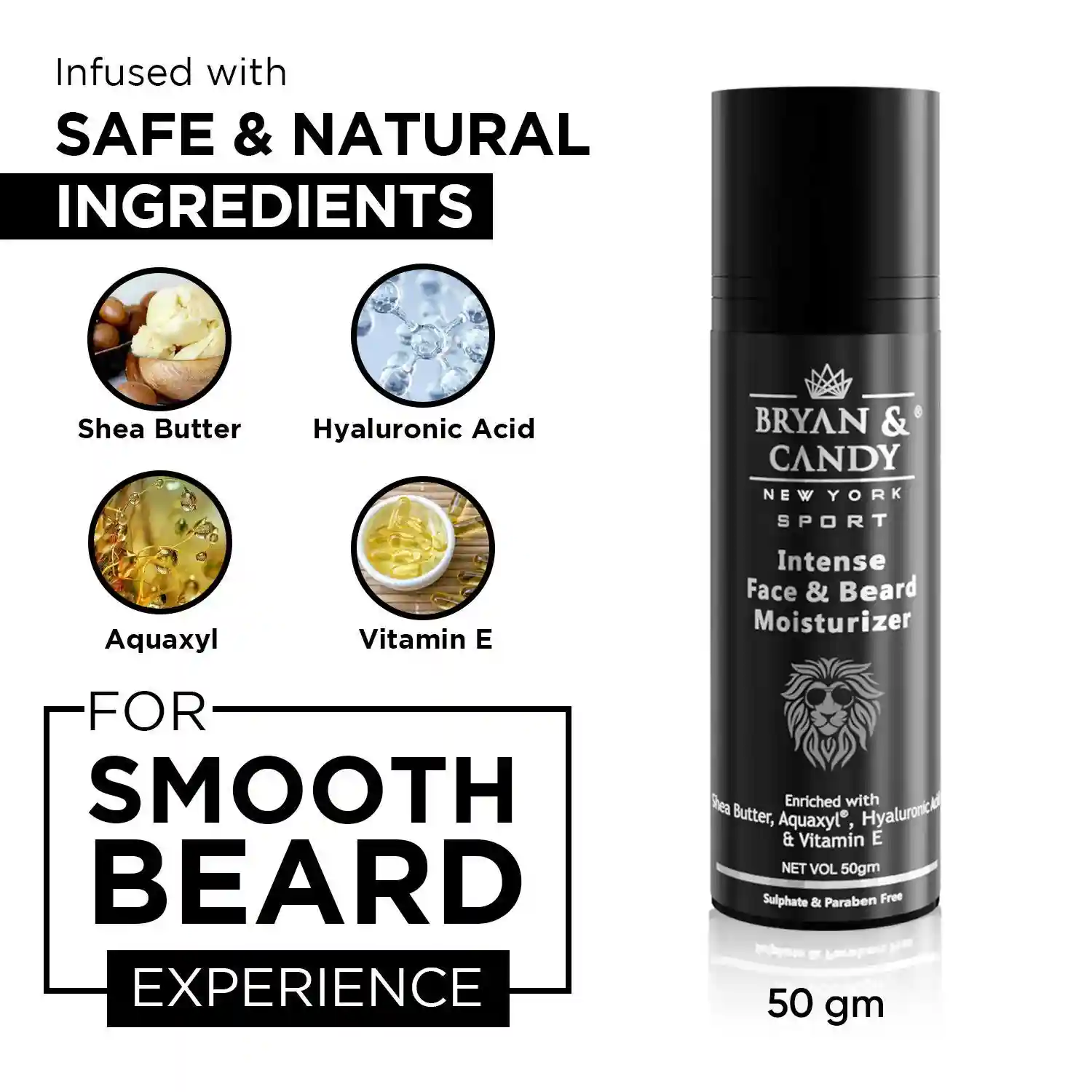 Bryan & Candy NewYork Lion Series Intense Face & Beard Moisturizer For Men | All Skin Types | 50 gm