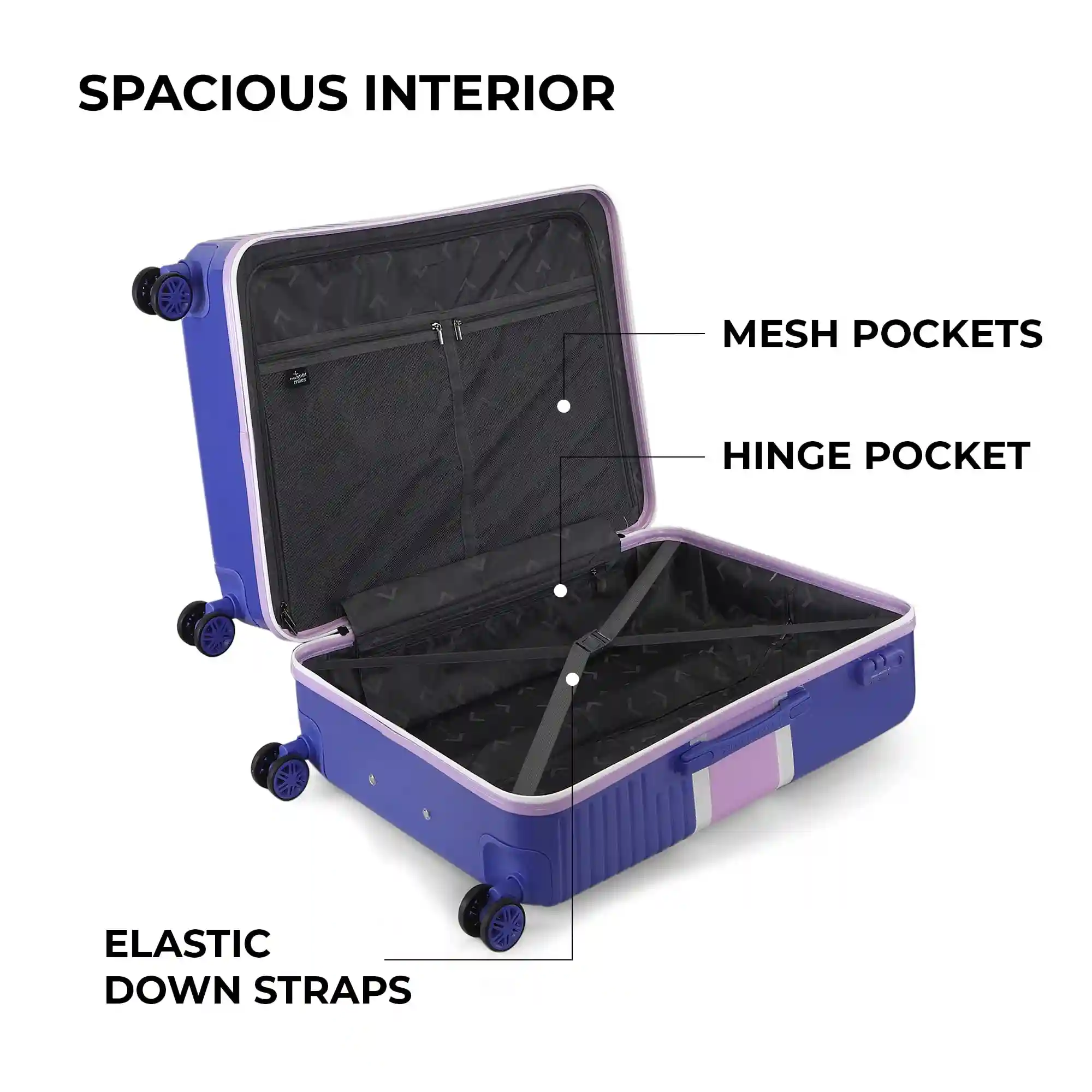 Nasher Miles Mexico Hard-Sided Polycarbonate Check-in Luggage Blue and Pink 28 inch |75cm Trolley Bag