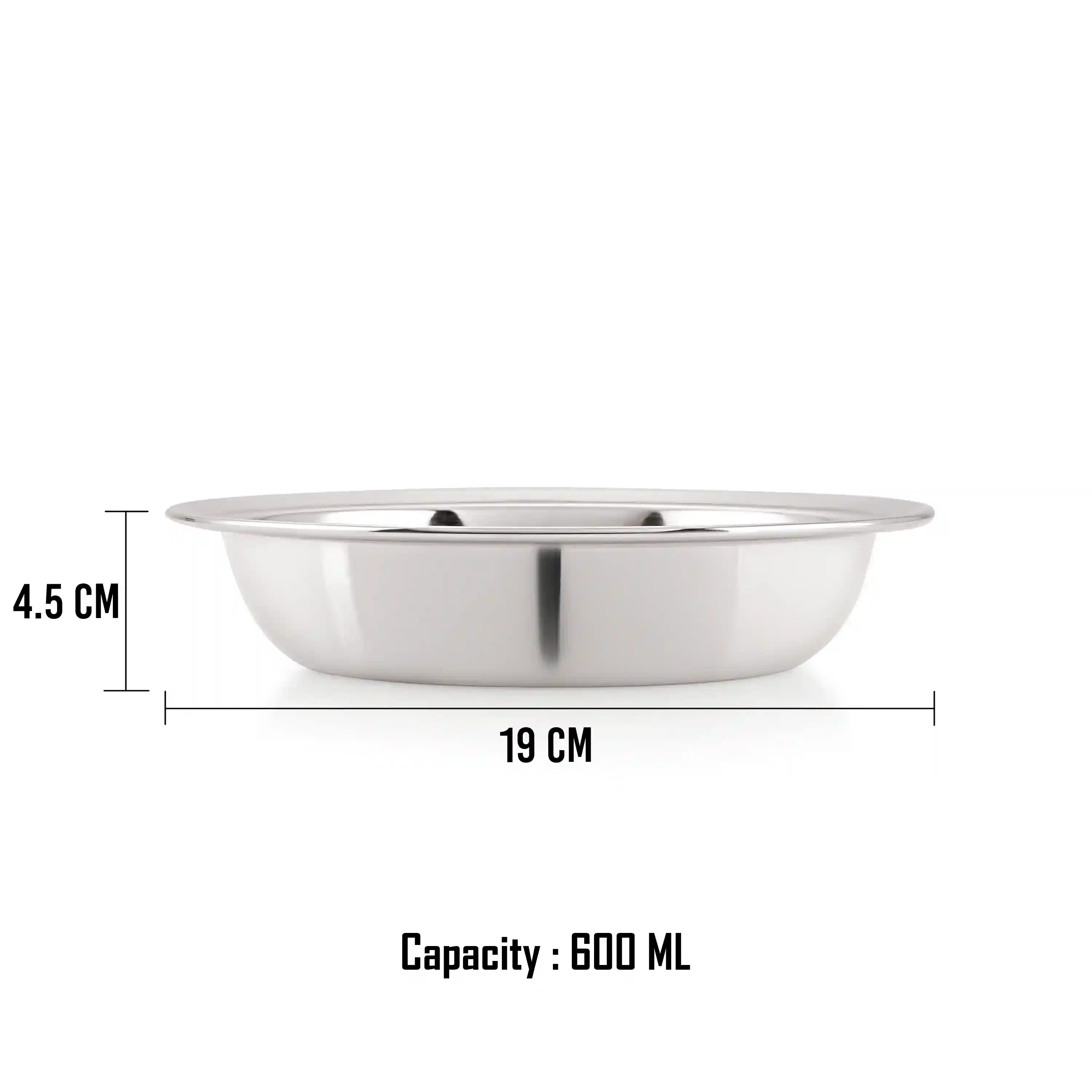 HAZEL Stainless Steel Snack Bowl/Plate Set | Small Steel Bowls Dish for Snacks | Breakfast Bowls, Set of 4, 600 ML