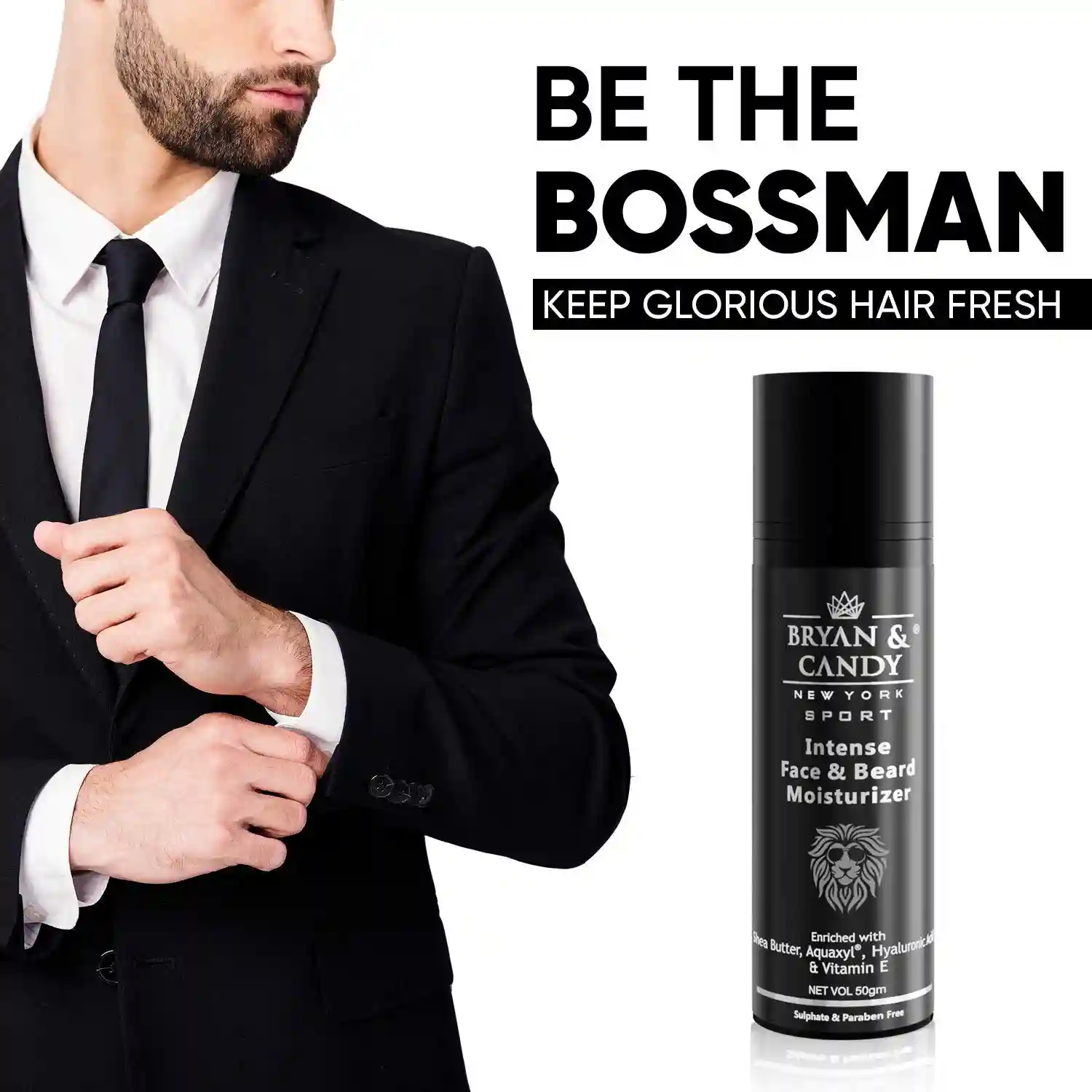 Bryan & Candy NewYork Lion Series Intense Face & Beard Moisturizer For Men | All Skin Types | 50 gm