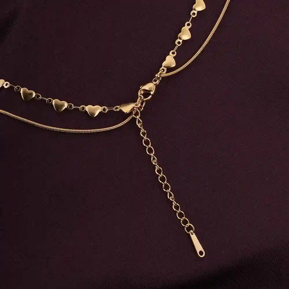 Palmonas 18K  Gold Plated Love Embrace Two Layered Necklace For Womens Waterproof & Anti-Tarnish