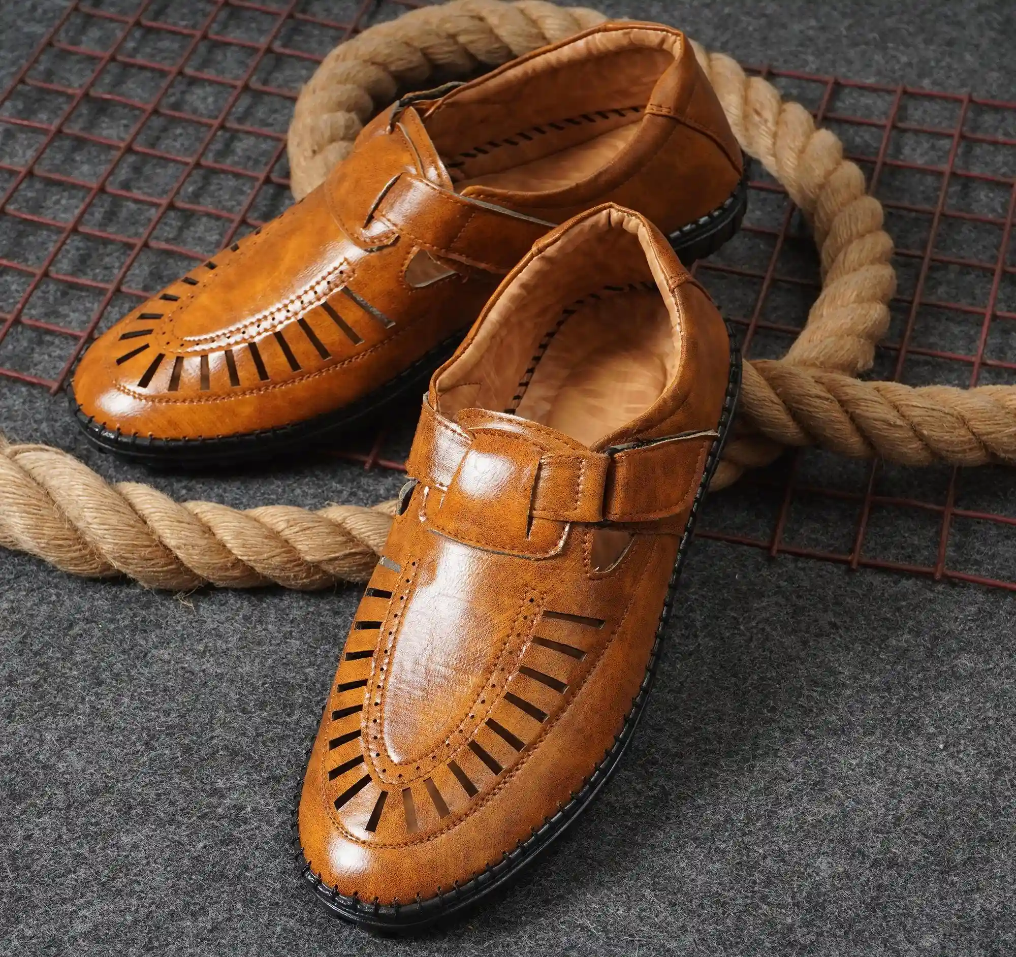 WUGO::Latest Fabulous Men Sandals | Roman Sandals/Outdoor Sandal For Men's & Boys-105-Sandal-TAN
