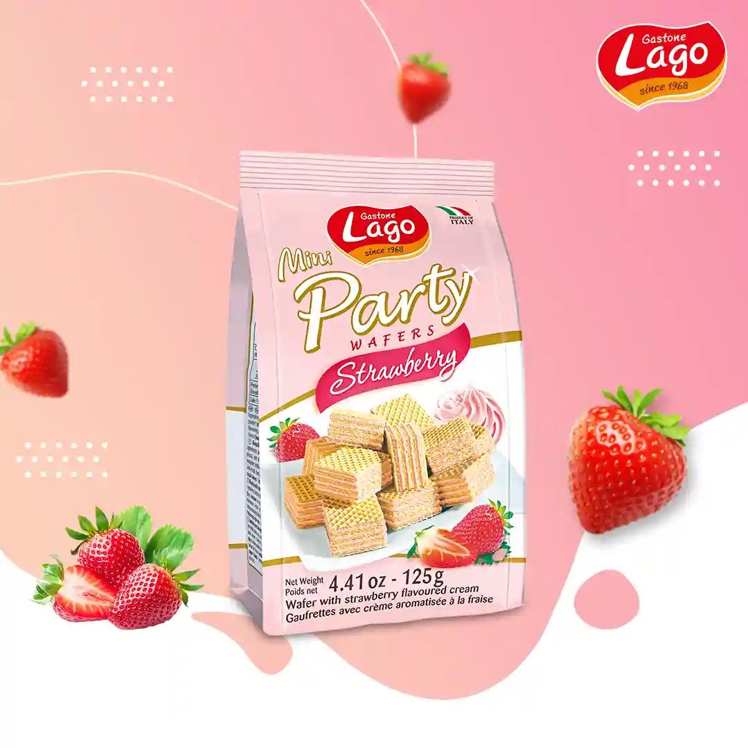 Lago Mini Party Wafers Strawberry Cream 125g