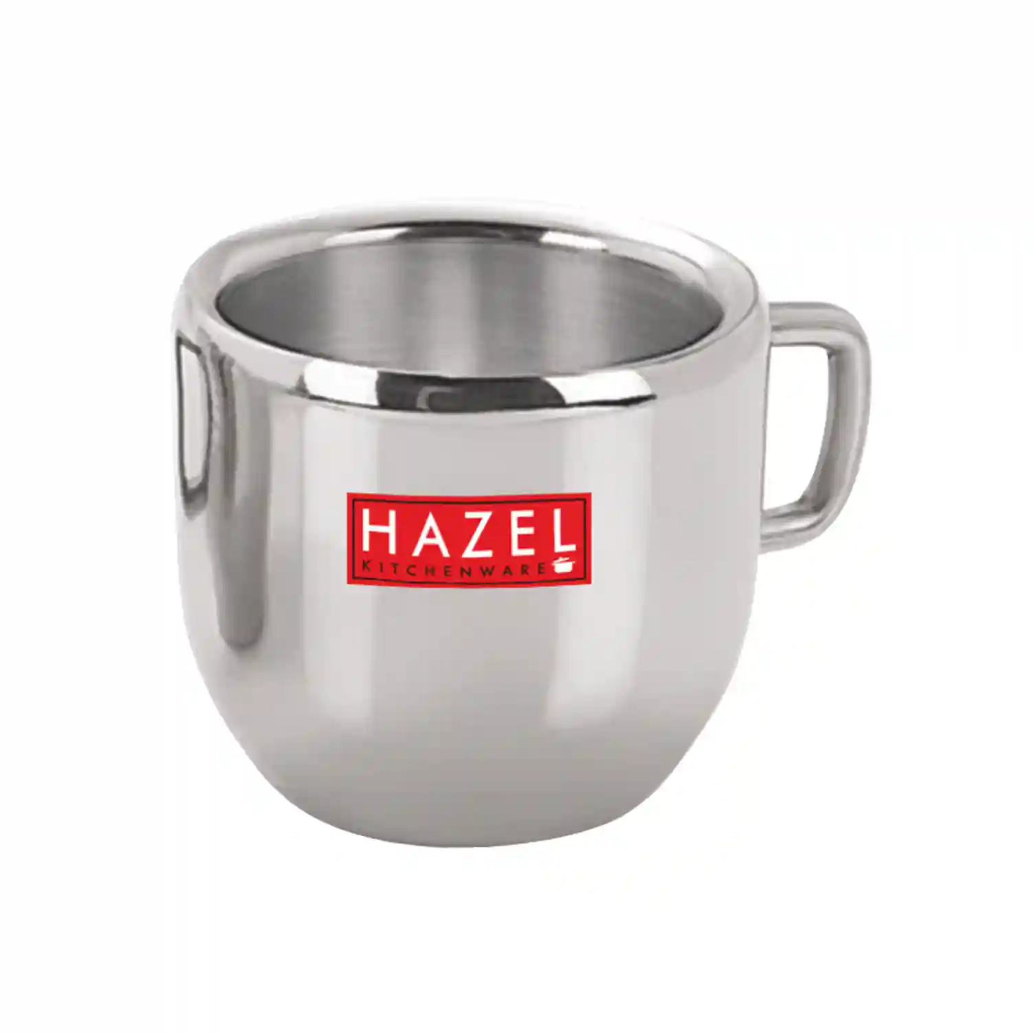 HAZEL Stainless Steel Tea/Coffee Cup - 2 Pieces, Silver, 100 ml