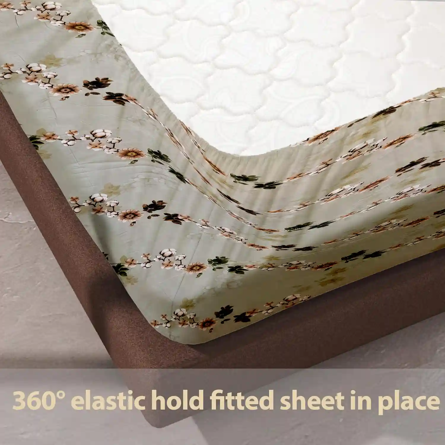 HOMIEE Glace Cotton Elastic Fitted Bed Sheet for Double Bed, Soft, Breathable & Durable Chadar with Deep Pockets, Wrinkle-Resistant, Fade-Proof & Perfect for All Seasons - Coral Reef