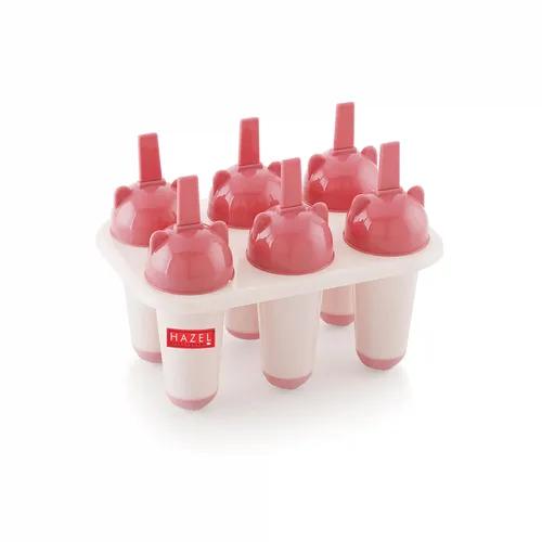 HAZEL Plastic Reusable Kulfi Mould Set of 6 | Kulfi Maker for Children and Adults | Homemade Candy Mould, Popsicle Moulds and Ice Candy Maker | Pink