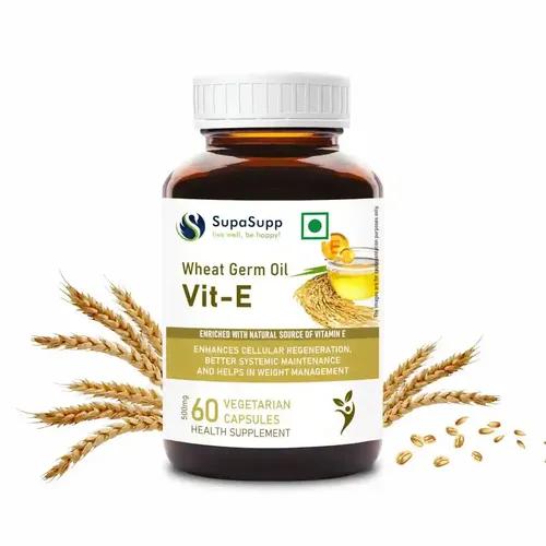 Sri Sri Tattva Supa Supp Wheat Germ Oil Vit - E 60 Veg Cap, 500 Mg - Enhances Cellular Regeneration, Better Systemic Maintenance And Helps In Weight Management | Vitamin E | Health Supplement