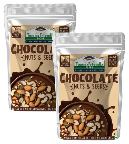 Tummy Friendly Foods Chocolate Nuts And Seeds Mix -  2 Packs - 200G ,100 G Each. Healthy Ragi Biscuits, Snacks For Baby, Kids & Adults