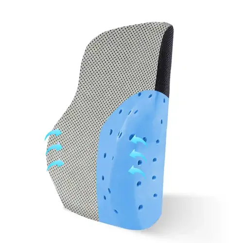 Sleepsia Gel Ventilated Lumbar Support Memory Foam Orthopedic Back Cushion - Back Rest For Car And Office Chair, Back Pain Relief Spine Alignment Sitting