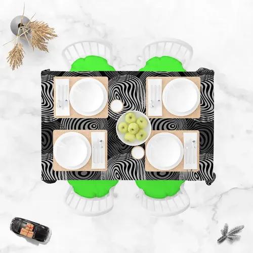 ArtzFolio Fashion Circles | Table Cloth Cover for Dining & Center Table | Washable Waterproof Polyester Fabric | 4-Seater Table; 42 x 63 inch (107 x 160 cms)