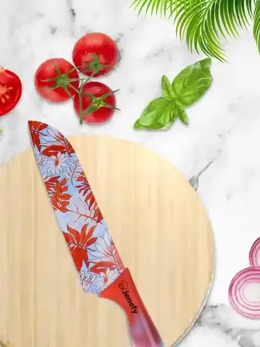 ORGANIZEMEE Kitchen Knife For Use Home Chef Chaku Big Knife For Kitchen Home Use,Chefs Professional Knife, Sharp Heavy Duty Steel Chooping Chaakoo,Stylish With Plastic Case [Extra Large-30Cm][Red]