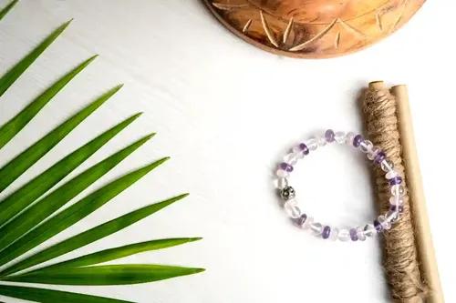 Amethyst, Rose Quartz And Clear Quartz Bracelet For Strength, Love And Fulfilling Relationship