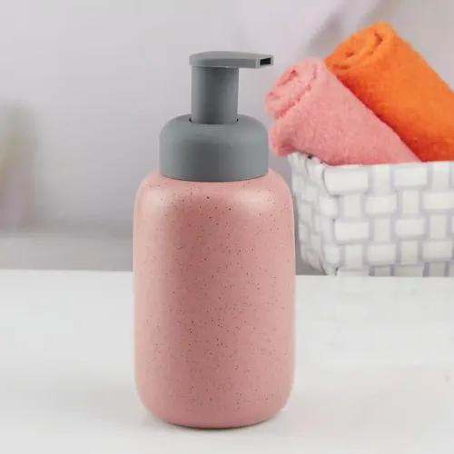 Kookee Ceramic Soap Dispenser for Bathroom hand wash, refillable pump bottle for Kitchen hand wash basin, Set of 1, Pink (10733)