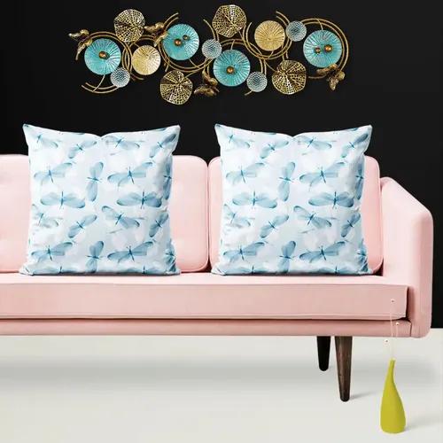 ArtzFolio Butterflies D2 | Decorative Cushion Cover for Bedroom & Living Room | Velvet Fabric | 20 x 20 inch (51 x 51 cms); Set of 5 pcs