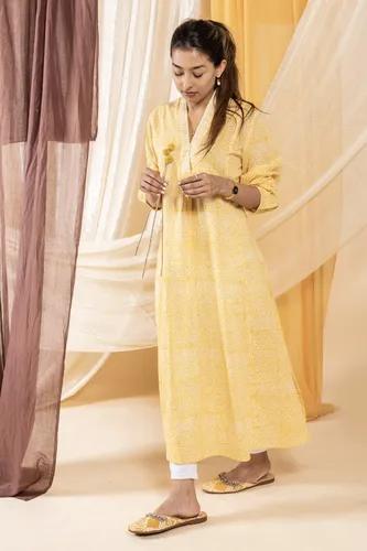 Yellow Bandhani Rashidi Kurta - Small