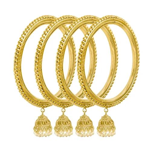 JEWELOPIA Gold 22kt Metal Bangles for Girls & Women (4 Pc) (2.8)