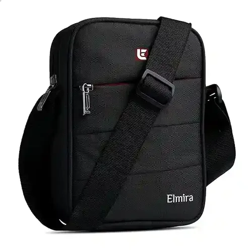 Elmira Sling Bag For Men And Women Water-Resistant Passport Bag Small One Side Shockproof Travel Cross Body Messenger Handbag For Daily Use (9 Inch, Black)