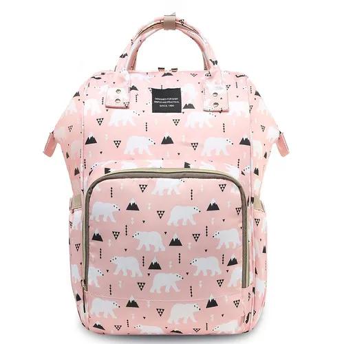 House Of Quirk Bear Baby Diaper Bag/Maternity Backpack - Light Pink