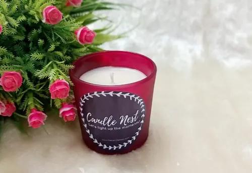 Frosted Shot Glass Candle - Red