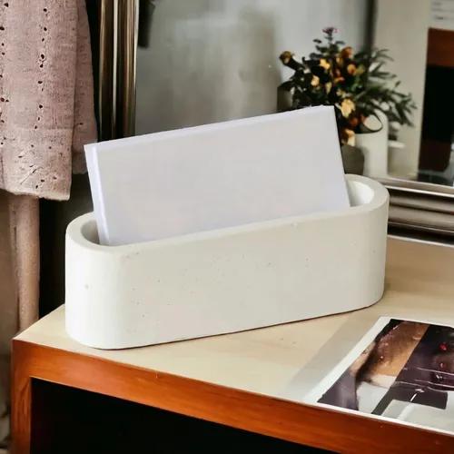 Card Holder Concrete Candle Jar - Vanilla White