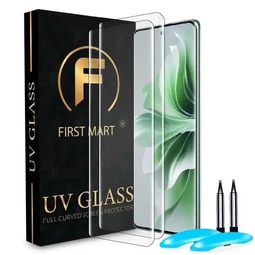 FIRST MART Tempered Glass for Oppo Reno 11 5G / Oppo Reno 11 Pro 5G with Edge to Edge Full Screen Coverage and Easy UV Glue Installation Kit, Pack of 2