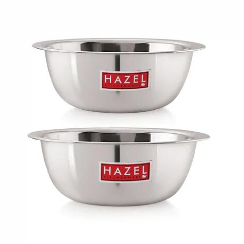 HAZEL Stainless Steel Mixing Bowl | Mixing Bowl for Cake Batter | Kitchen and Baking Accessories Items, Set of 2, 350 ML, 550 ML