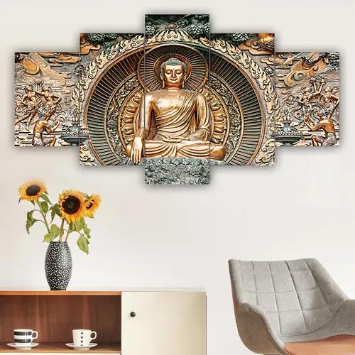 Buddha Wall Painting For Home Decoration Pack of 5 (119.5 x 60 Cm)- Pattern 105