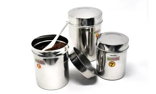 HAZEL Alfa Premium Heavy Gauge Stainless Steel Ubha Dabba Containers Set of 3 Pc, 300 ml, 500 ml, 650 ml, Silver