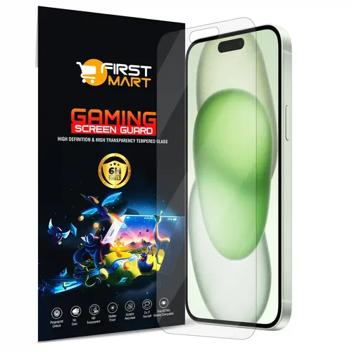 FIRST MART Gaming Screen Protector for iPhone 15 Plus (6.7 Inch) Crystal Clear Impossible Fiber Case Friendly Protection with Easy Installation Kit| Gaming Crystal Clear