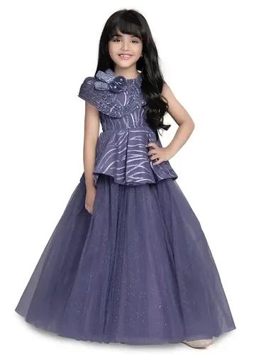 Betty Lilac Colored Net Fabric Stitched Gown - 11-12 Yrs