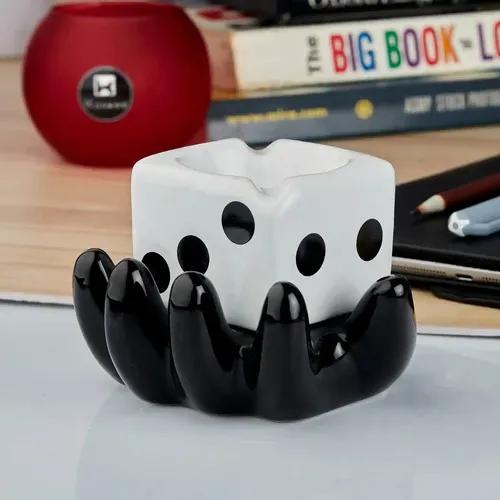 Kookee Groovy Ceramic Ashtray - Unique and Colorful Smoking Accessory with Retro Vibes - Funky Decor for Smokers and Collectors, Black/White (10766)