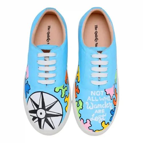 THE QUIRKY NAARI Wanderlust Sneakers Designed for Wanderlusts | Blue - 6 UK