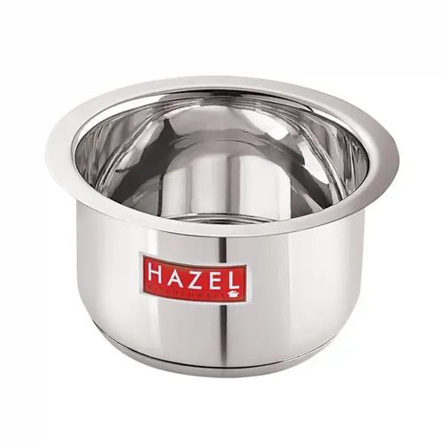 HAZEL Induction Bottom Tope Stainless Steel Heavy Base Thick Flat Bottom Patila Cookware Utensil for Kitchen, 20.5 cm, 3900 ML