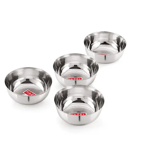 HAZEL Stainless Steel Bowl | Stainless Steel Katori, 1350 ml Each | Kitchen Accessories Items | Katori Bowl for Serving with Glossy Finish