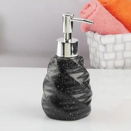 Kookee Ceramic Soap Dispenser for Bathroom hand wash, refillable pump bottle for Kitchen hand wash basin, Set of 1, Black (10737)