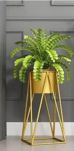 AMASS HANDICRAFTS Plant Stand Wrought Iron Simplicity Plant Stand Indoor Outdoor Metal Flower Stand for Patio Balcony Living Room Garden Yard Bonsai Stand for Corner Small. (Gold)