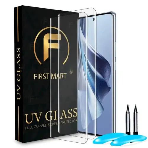 FIRST MART Tempered Glass for Oppo Reno 10 5G / Reno 10 Pro 5G / Reno 11 5G with Edge to Edge Full Screen Coverage and Easy UV Glue Installation Kit, Pack of 2