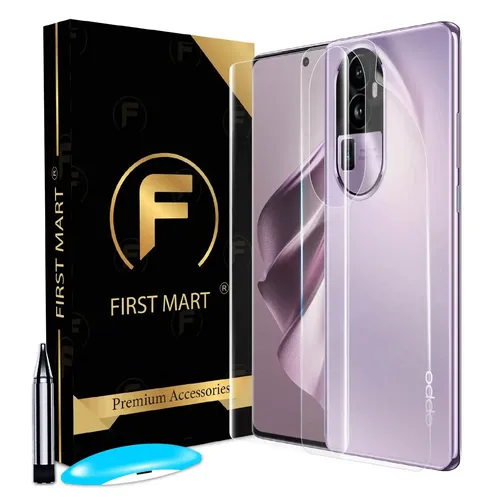 FIRST MART Tempered Glass for Oppo Reno 10 Pro Plus 5G with Edge to Edge Full Screen Coverage and Easy UV Glue Installation Kit and Back Nano Membrane