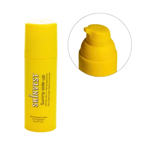 SKINVEST Sunny Side Up Ultra Lightweight SPF 50+ PA ++++ Sunscreen 50ml For Men & Women, Protects From Sun Damage, Broad Spectrum UVA/UVB Protection, Non Greasy, Non Sticky, No White Cast, Suitable For All Skin Types