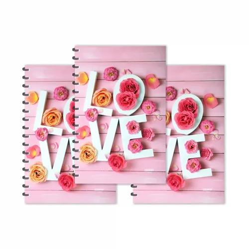 Love With Flower Designer Ruled Diaries - Pack Of 3