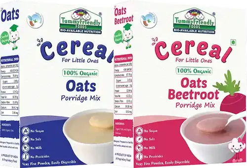 Tummyfriendly Foods Certified 100% Organic Oats And Organic Oats, Beetroot Porridge Mixes , Organic Baby Food For 6 Months Old , Rich In Beta-Glucan, Protein & Fibre , 200G Each, 2 Packs Cereal (400 G, Pack Of 2)