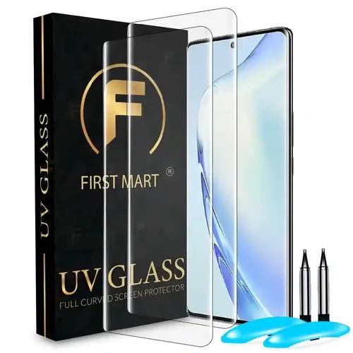FIRST MART Tempered Glass for Vivo V27 Pro 5G / V27 5G / T2 Pro 5G with Edge to Edge Full Screen Coverage and Easy UV Glue Installation Kit, Pack of 2