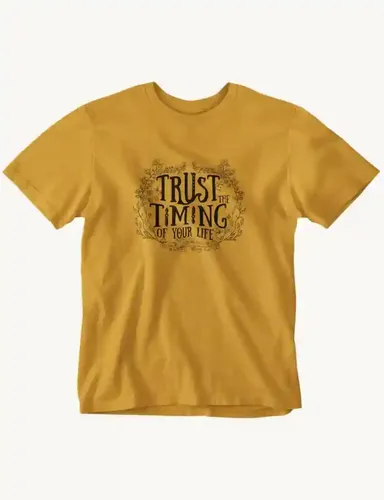 Trust the timing of your life - Unisex Oversized T-shirt - Mustard Yellow - XS