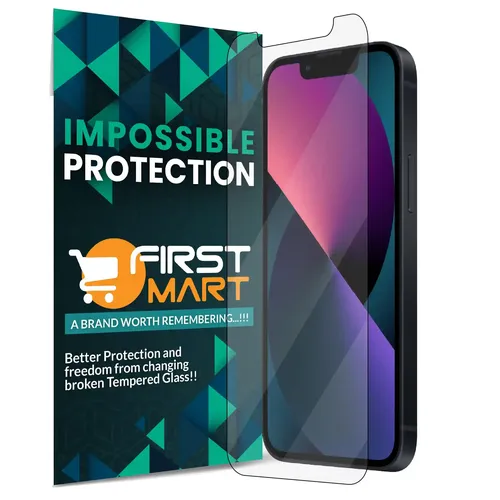 FIRST MART Screen Protector for iPhone 13 Mini (5.42 Inch) Crystal Clear Impossible Fiber Case Friendly Protection with Easy Installation Kit| Crystal Clear